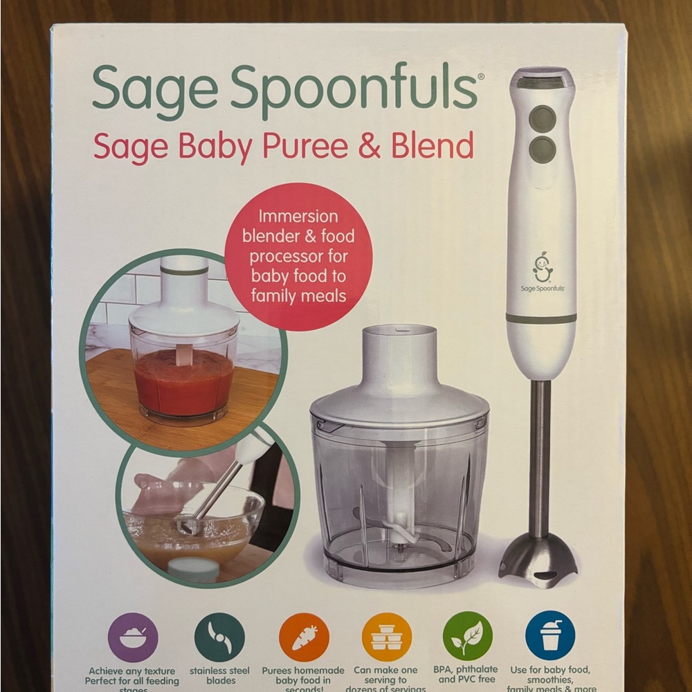 Sage Spoonfuls Sage Baby Puree & Blend Immersion Blender w Food Processor